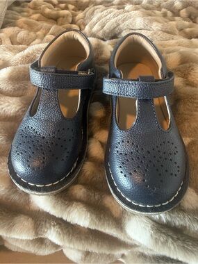 Mini Boden Navy T-Strap Leather Mary Jane Shoes